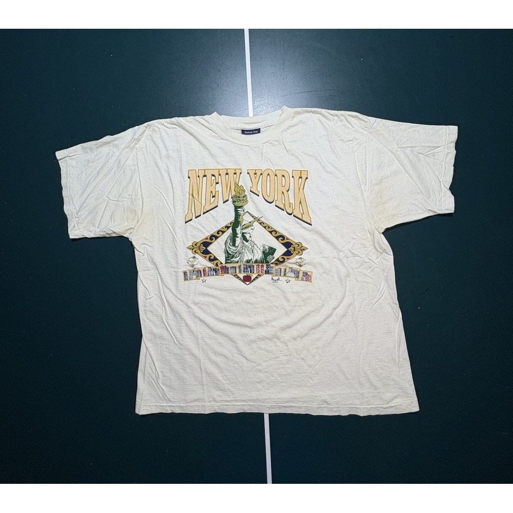 Vintage 90s New York City Big Apple T-Shirt‎ Size XL White Single Stitch